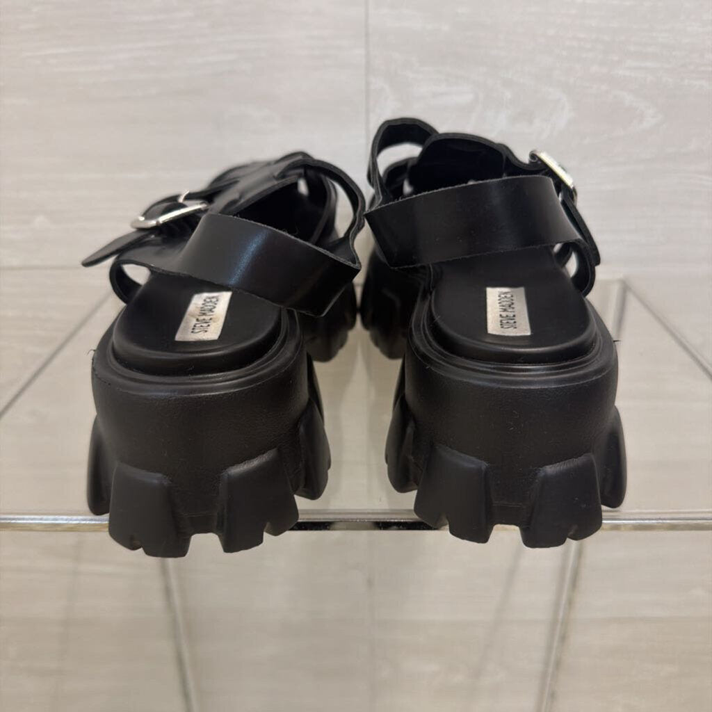 Steve Madden Black Strappy Echo Platform Sandals 10