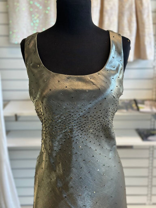 Alex Evenings Green Sheen Beaded Detail Long Formal Dress With Jacket 8