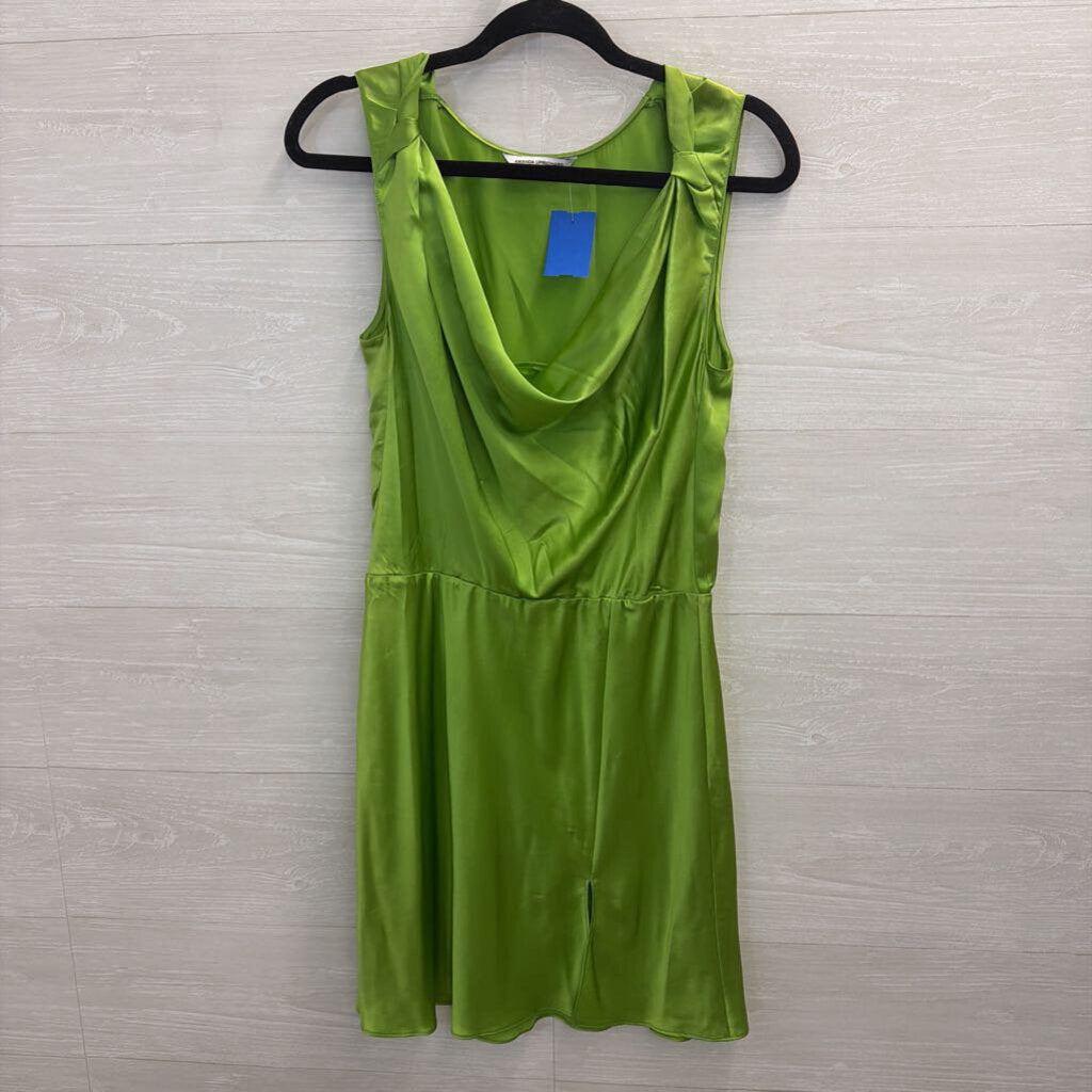 Amanda Uprichard Green Silky Cowl Neck Sleeveless Dress Medium