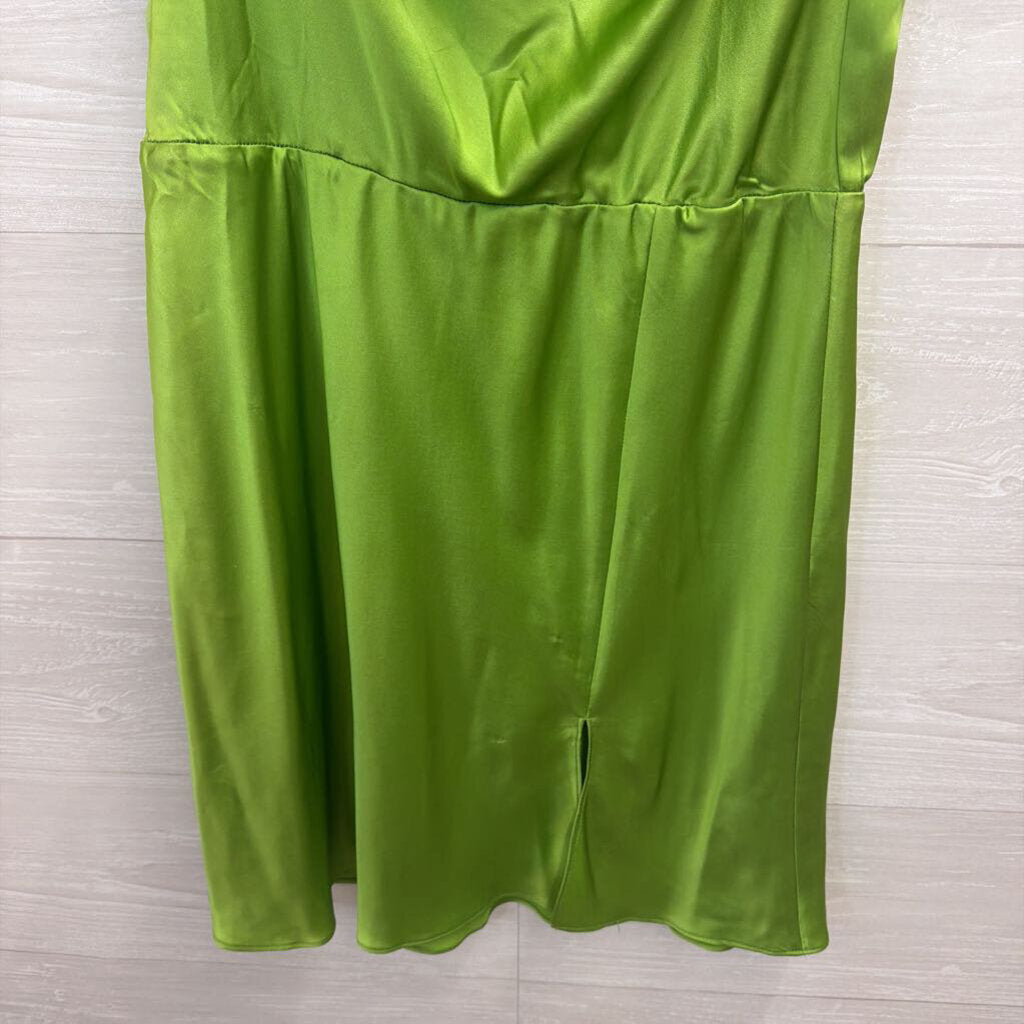 Amanda Uprichard Green Silky Cowl Neck Sleeveless Dress Medium