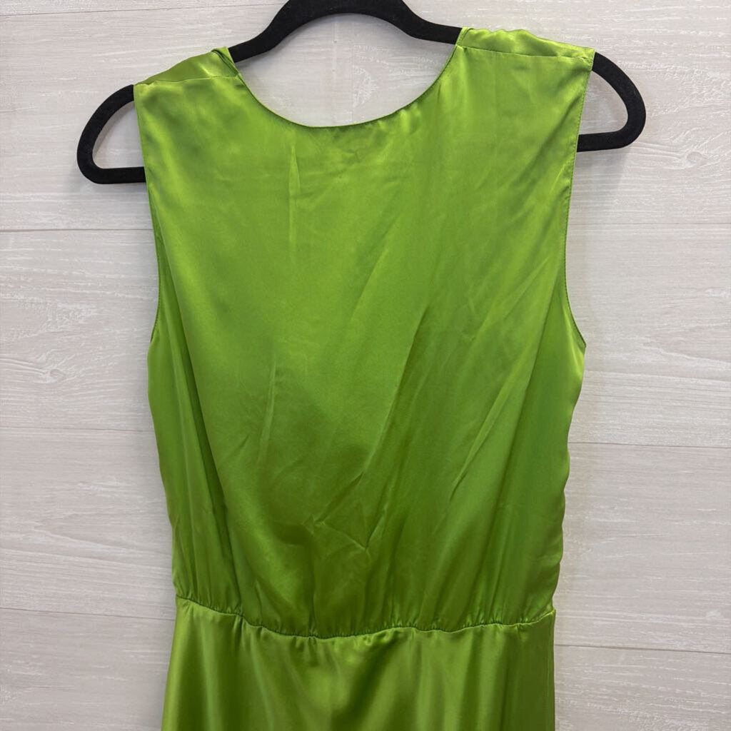 Amanda Uprichard Green Silky Cowl Neck Sleeveless Dress Medium