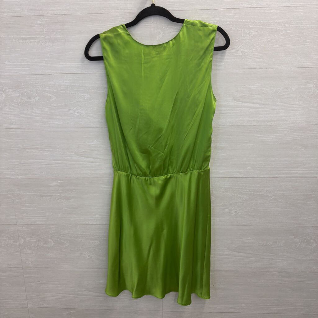 Amanda Uprichard Green Silky Cowl Neck Sleeveless Dress Medium