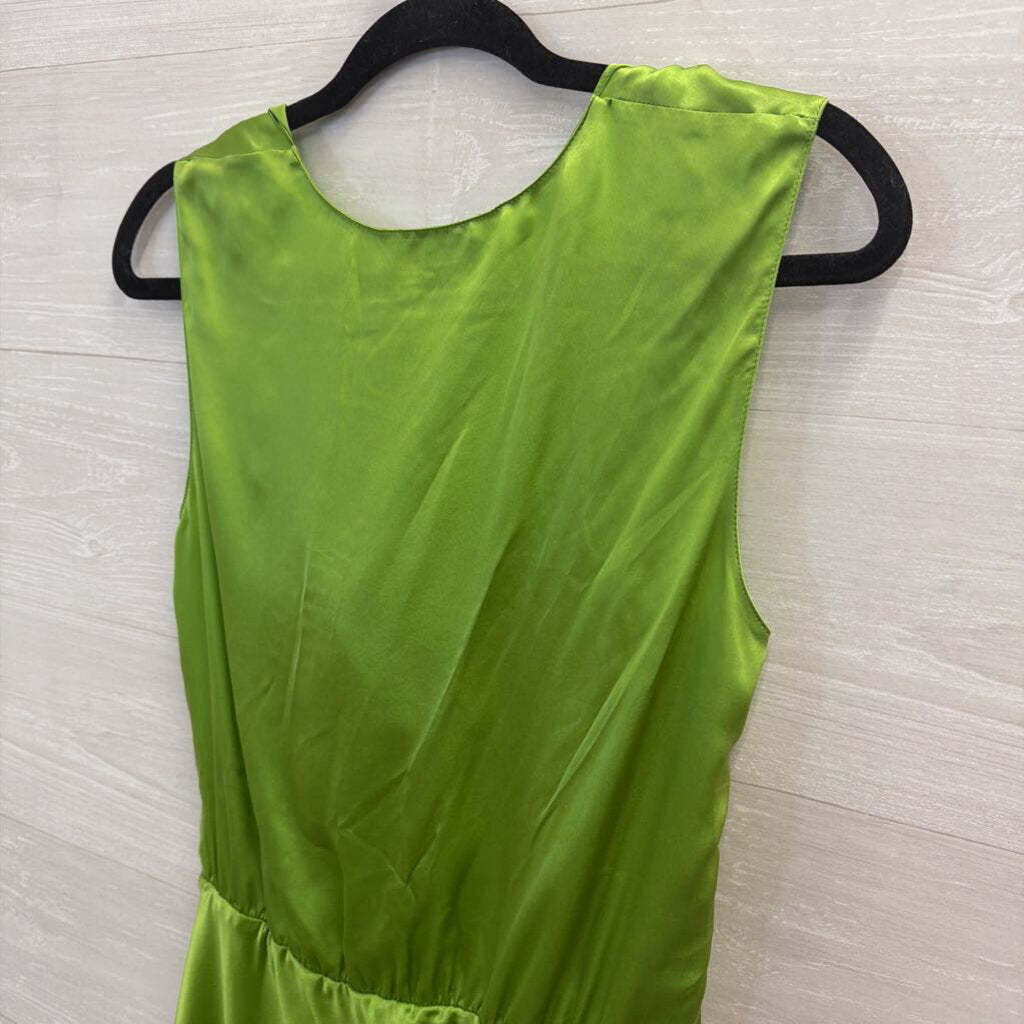 Amanda Uprichard Green Silky Cowl Neck Sleeveless Dress Medium