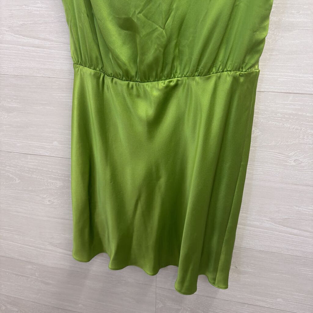 Amanda Uprichard Green Silky Cowl Neck Sleeveless Dress Medium