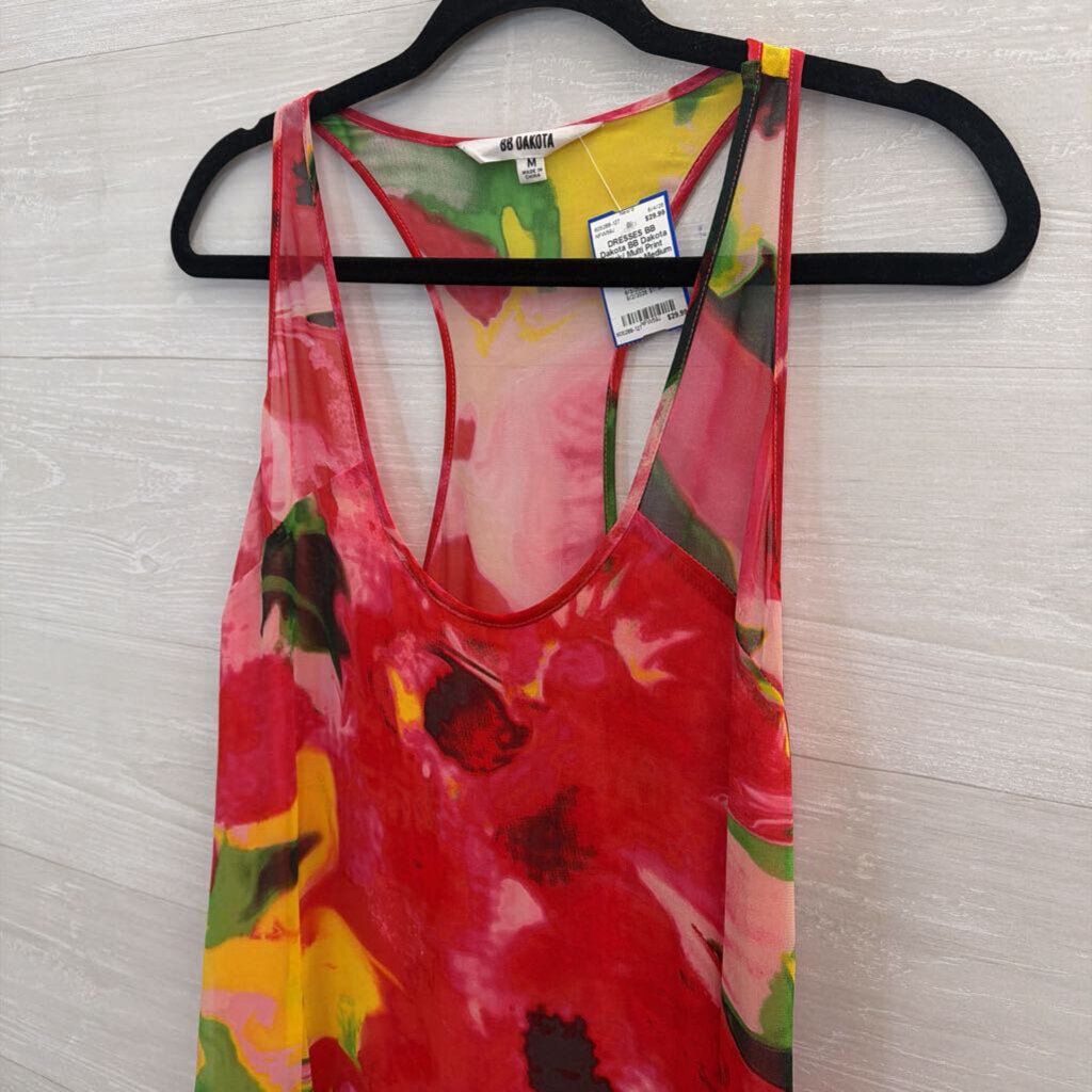 BB Dakota Pink/ Multi Print Maxi Dress Medium