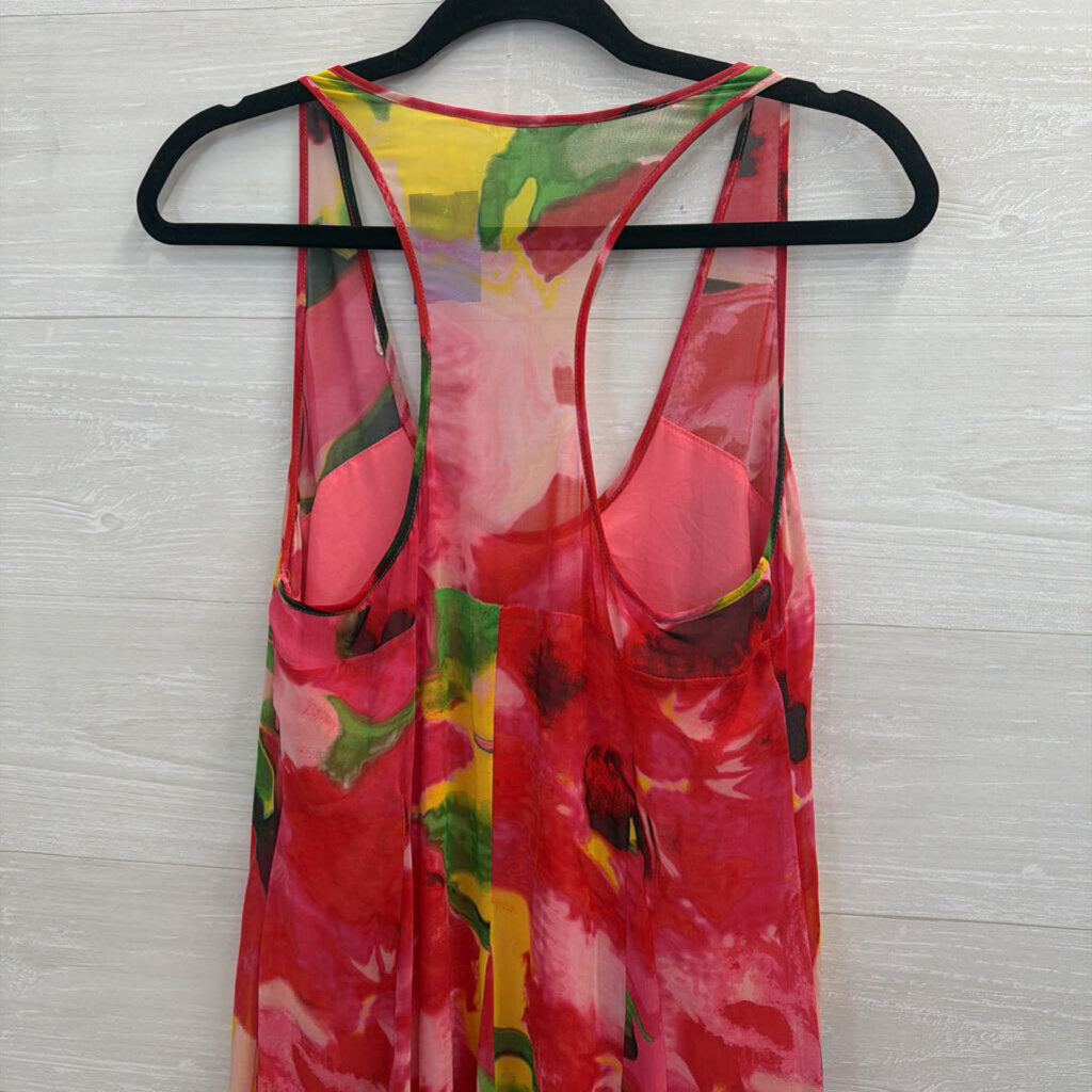 BB Dakota Pink/ Multi Print Maxi Dress Medium