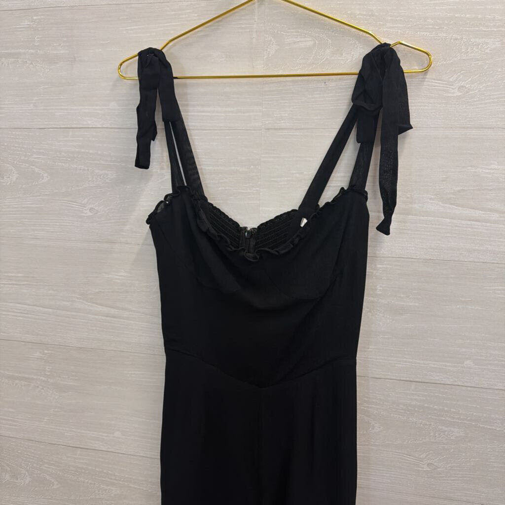 Reformation Black Tie Strap Jumpsuit 6