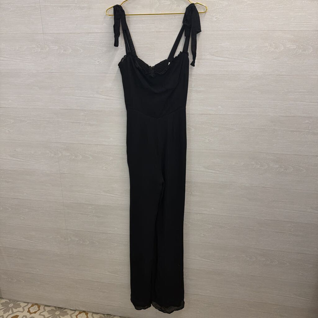 Reformation Black Tie Strap Jumpsuit 6