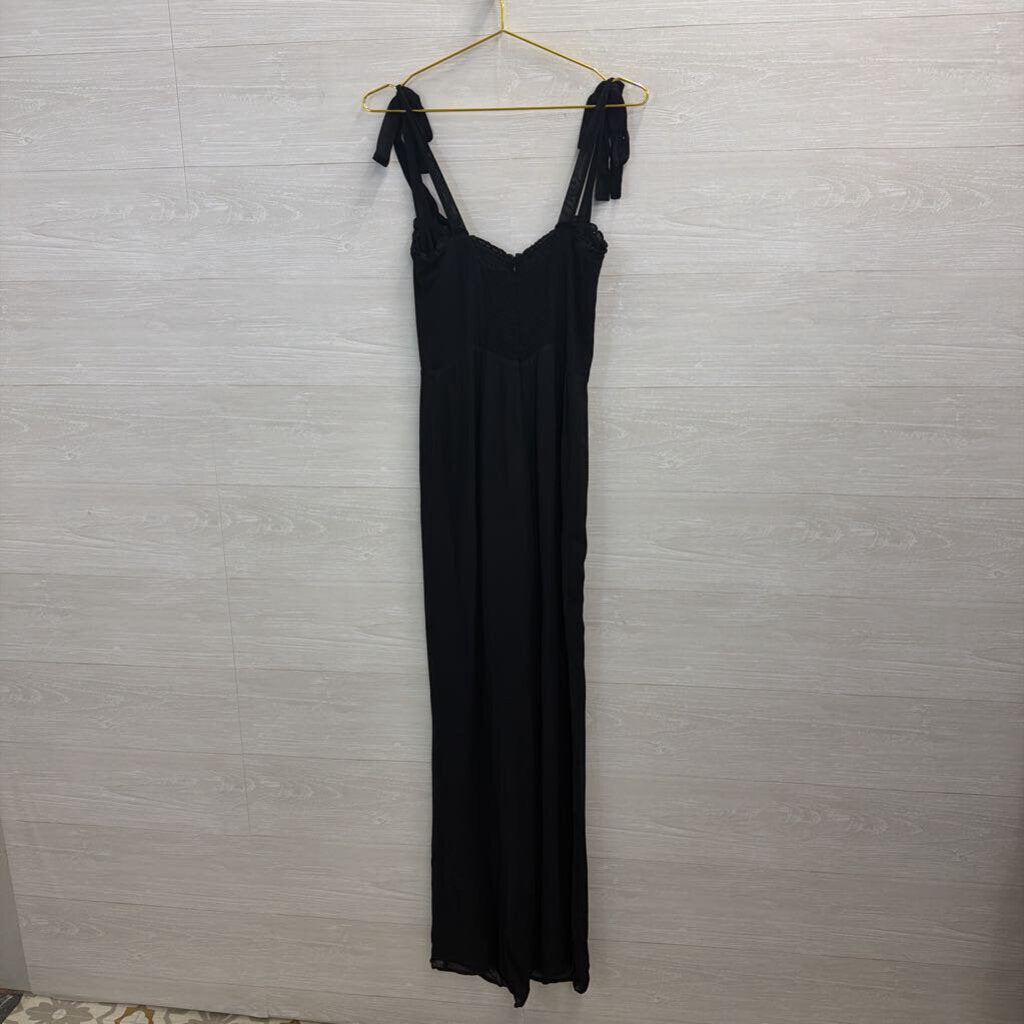 Reformation Black Tie Strap Jumpsuit 6