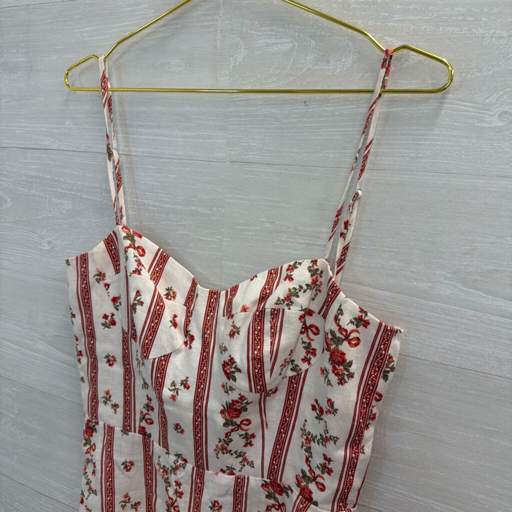 Reformation Cream/ Red Print Mariana Mini Dress 12