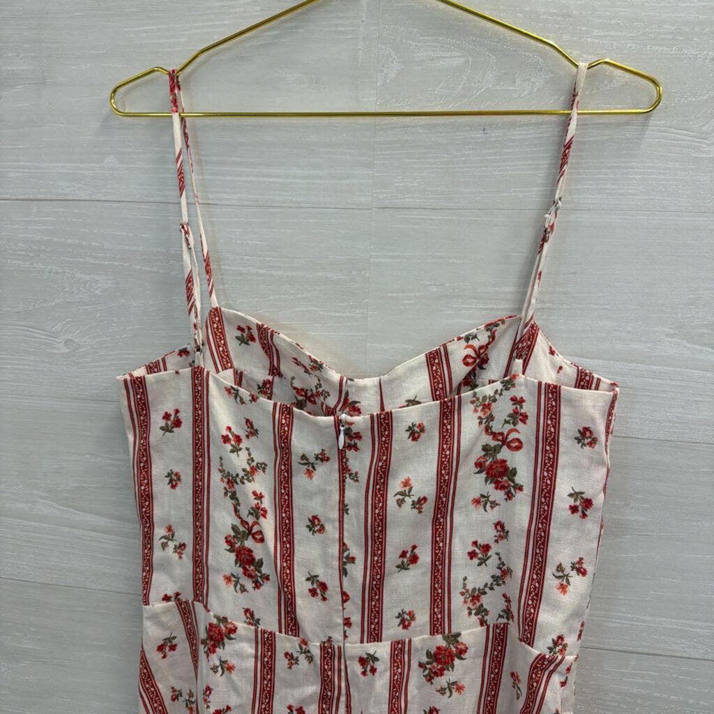 Reformation Cream/ Red Print Mariana Mini Dress 12
