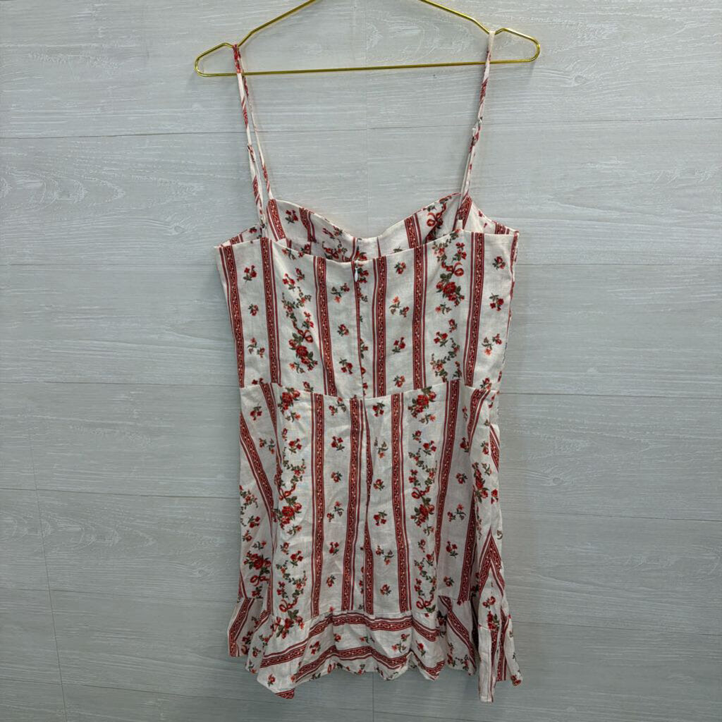 Reformation Cream/ Red Print Mariana Mini Dress 12