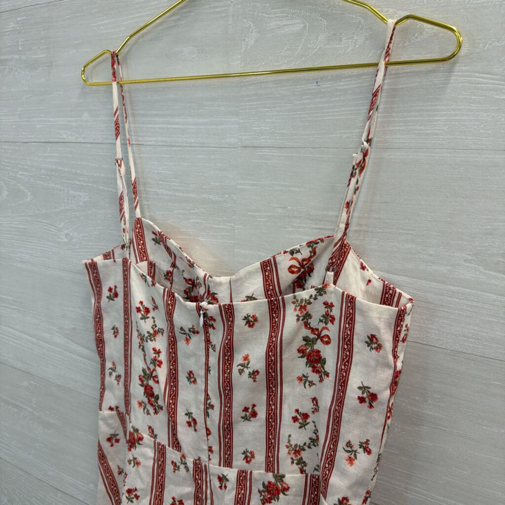 Reformation Cream/ Red Print Mariana Mini Dress 12