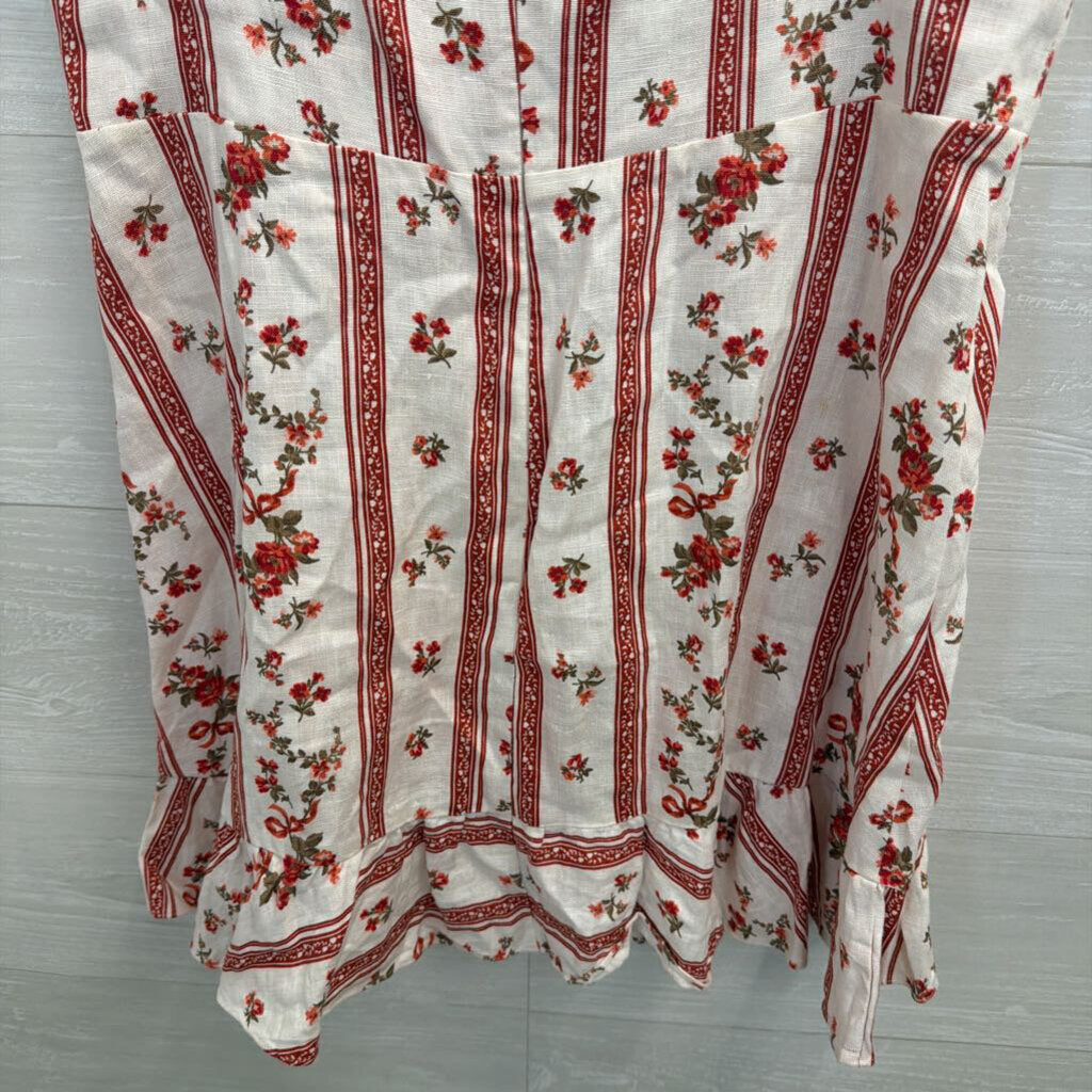 Reformation Cream/ Red Print Mariana Mini Dress 12