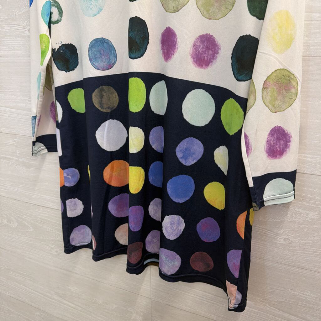 Lily London White/ Multi Dot Print Long Sleeve Top Medium
