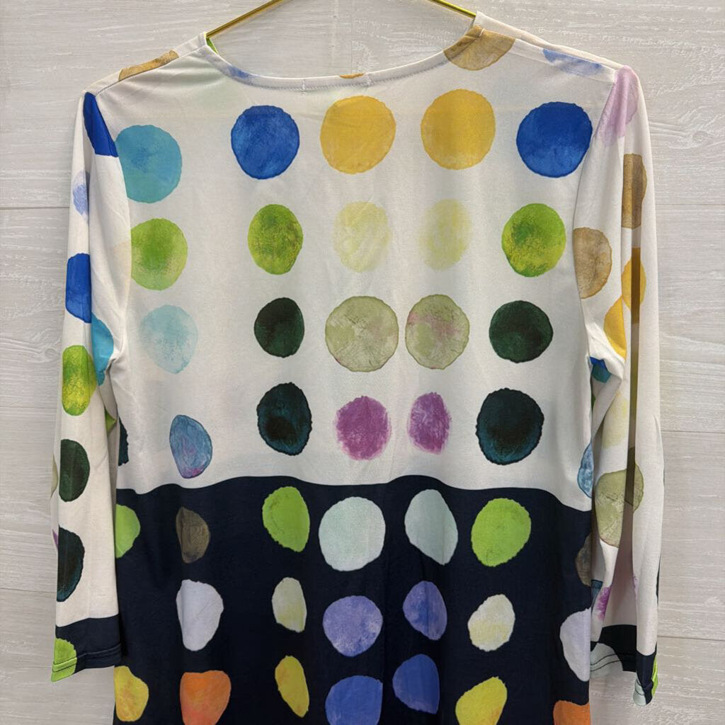 Lily London White/ Multi Dot Print Long Sleeve Top Medium