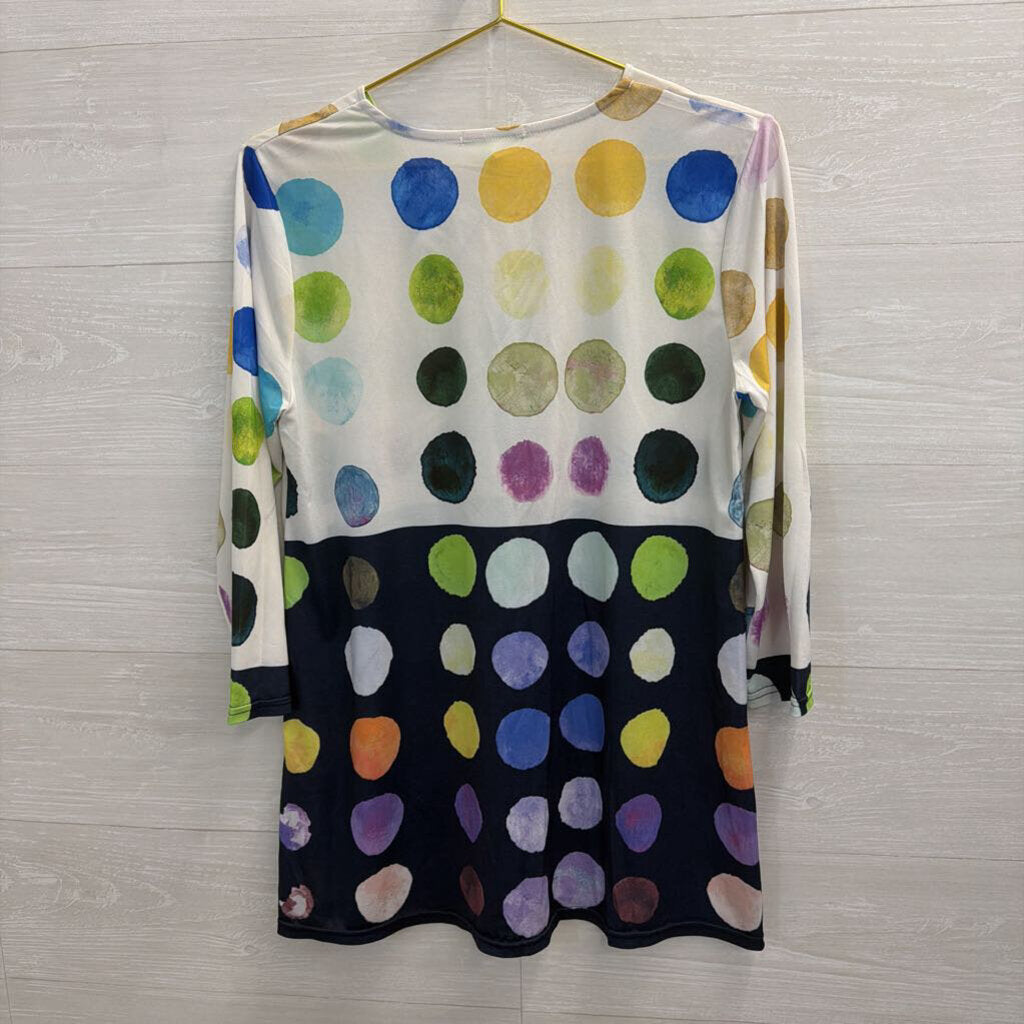 Lily London White/ Multi Dot Print Long Sleeve Top Medium