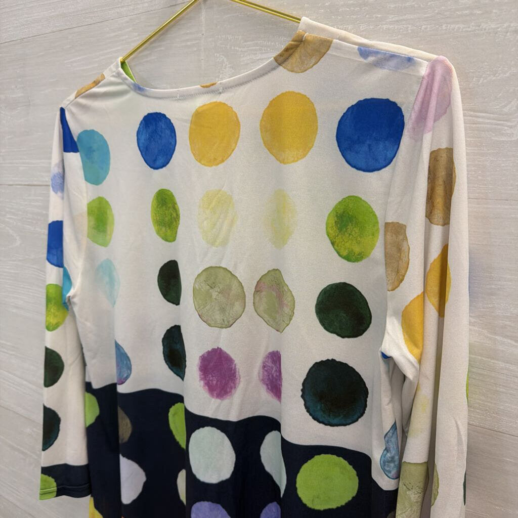 Lily London White/ Multi Dot Print Long Sleeve Top Medium