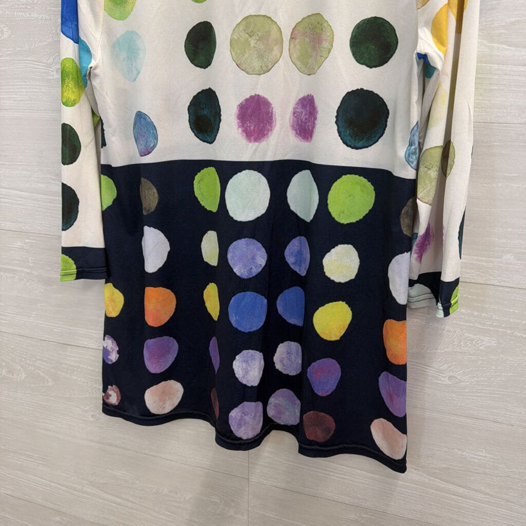Lily London White/ Multi Dot Print Long Sleeve Top Medium
