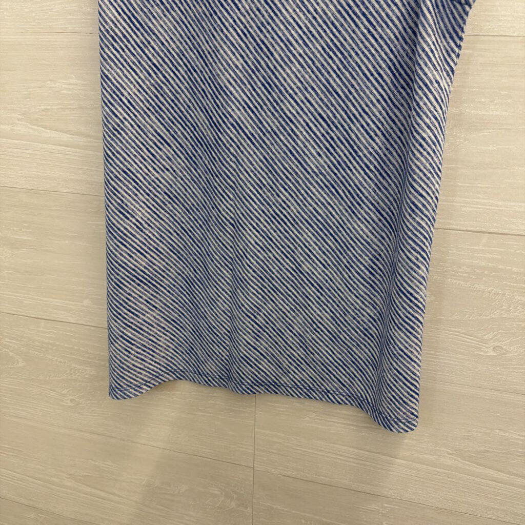 Banana Republic Blue/ White Striped Mock Neck Sleeveless Top Large