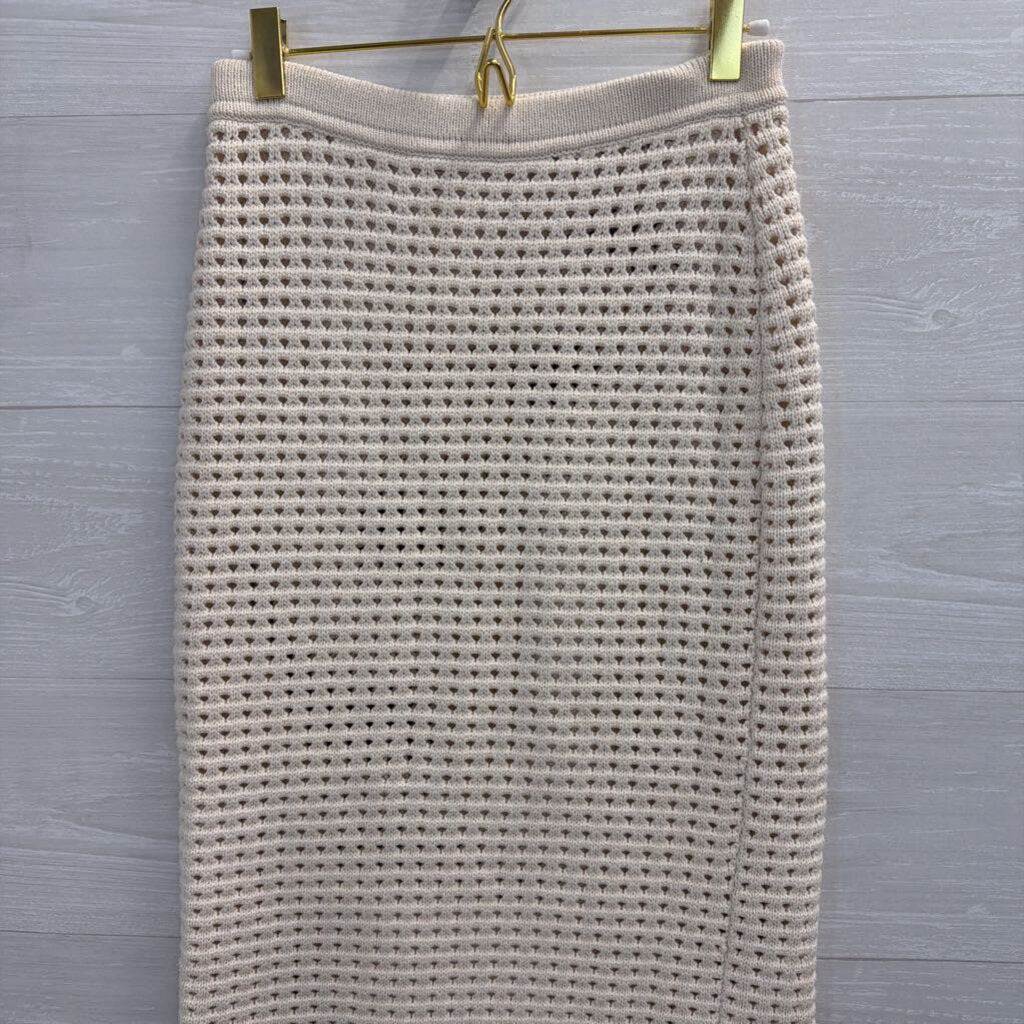 Reformation Beige Open Knit Maxi Skirt/ Halter Top Set Small