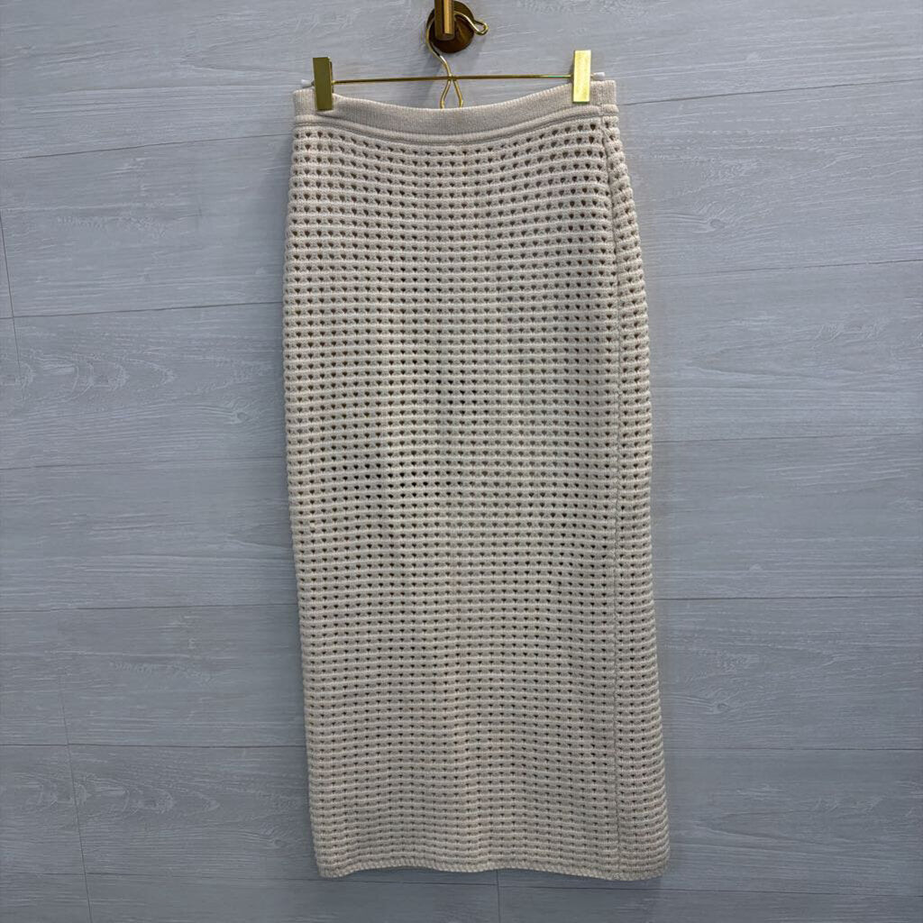Reformation Beige Open Knit Maxi Skirt/ Halter Top Set Small
