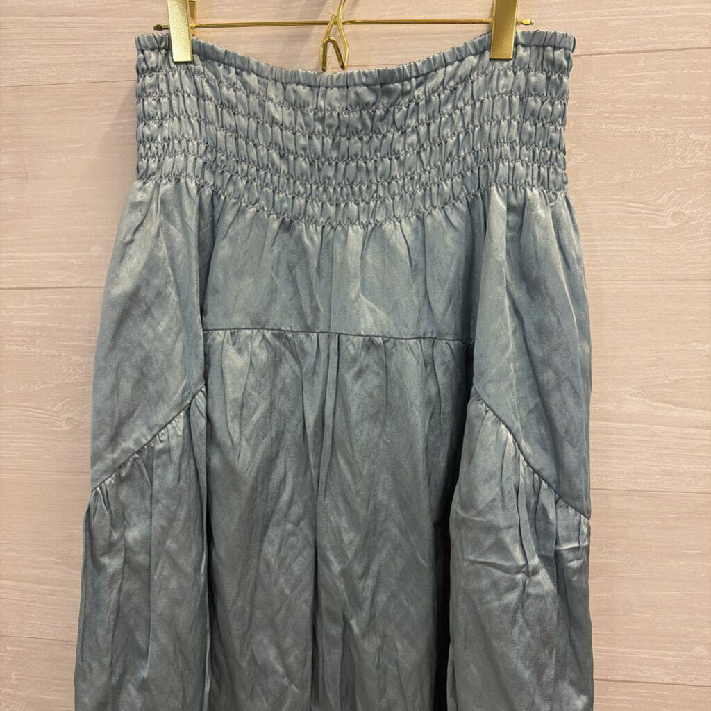Vince Blue Silky Smocked Waist Maxi Skirt Large