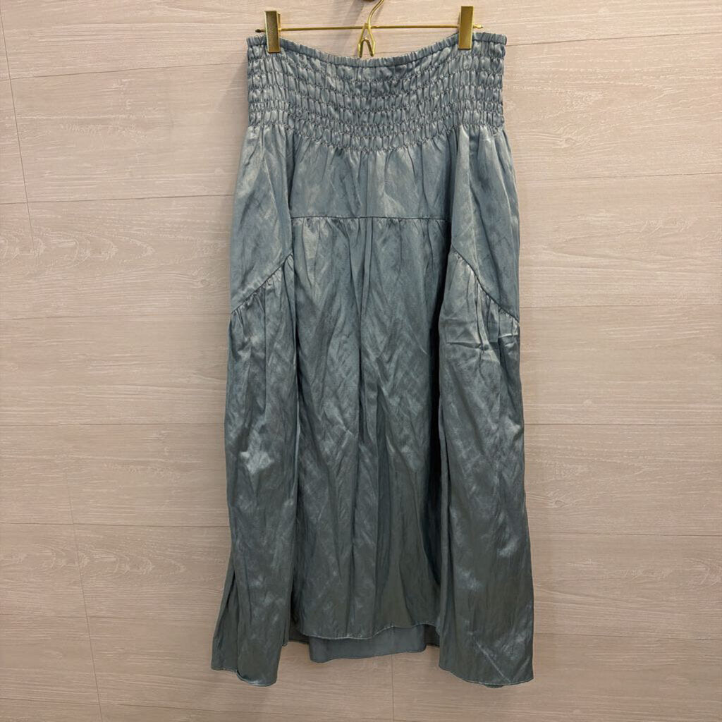 Vince Blue Silky Smocked Waist Maxi Skirt Large