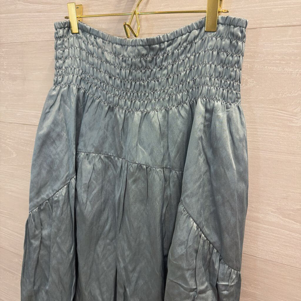 Vince Blue Silky Smocked Waist Maxi Skirt Large