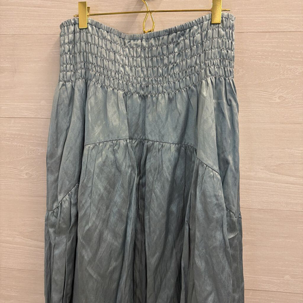 Vince Blue Silky Smocked Waist Maxi Skirt Large