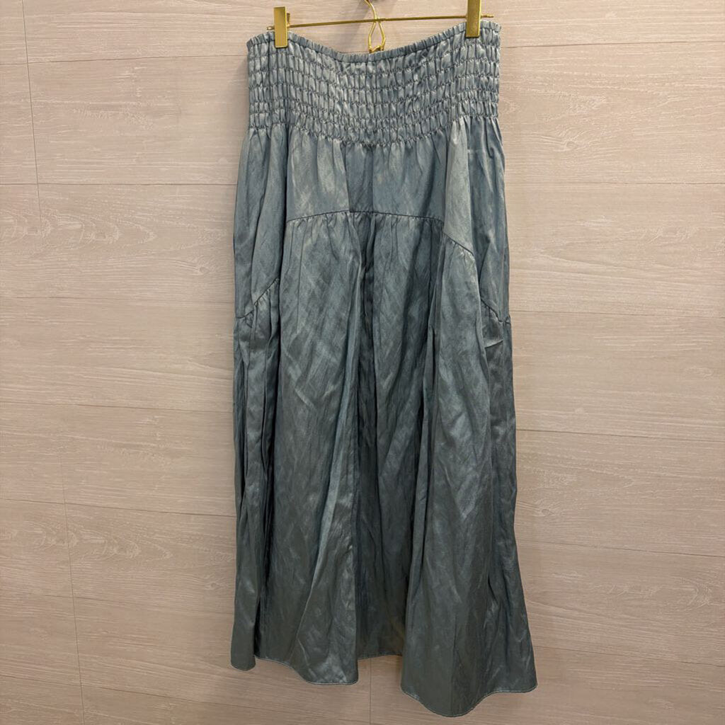 Vince Blue Silky Smocked Waist Maxi Skirt Large