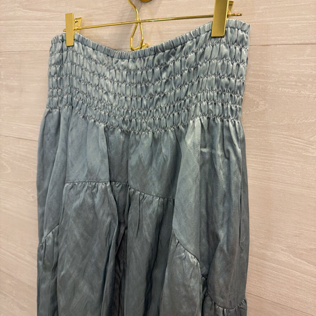 Vince Blue Silky Smocked Waist Maxi Skirt Large
