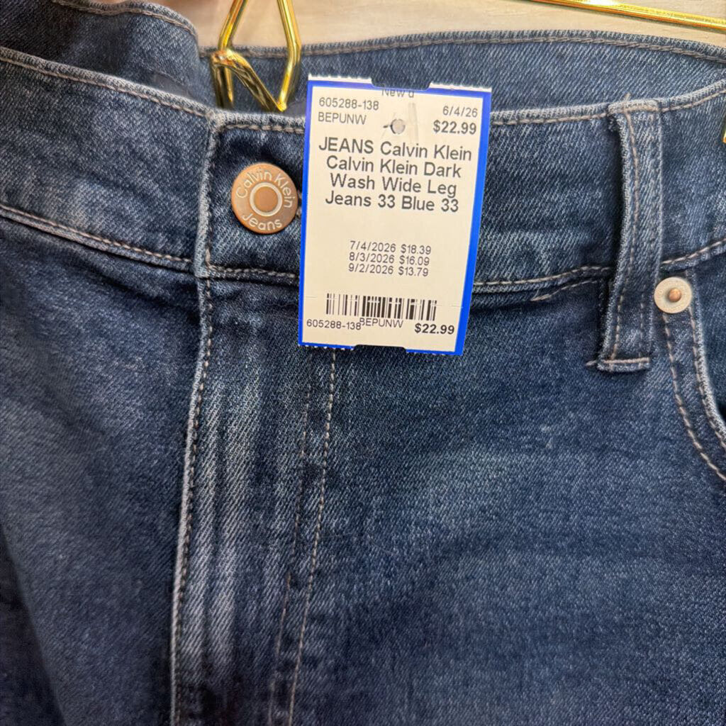 Calvin Klein Dark Wash Wide Leg Jeans 33