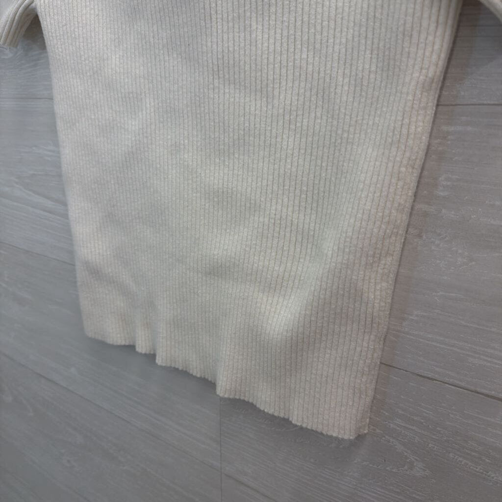 J Crew White Ribbed Scallop Edge Short Sleeve Button Front Top Medium