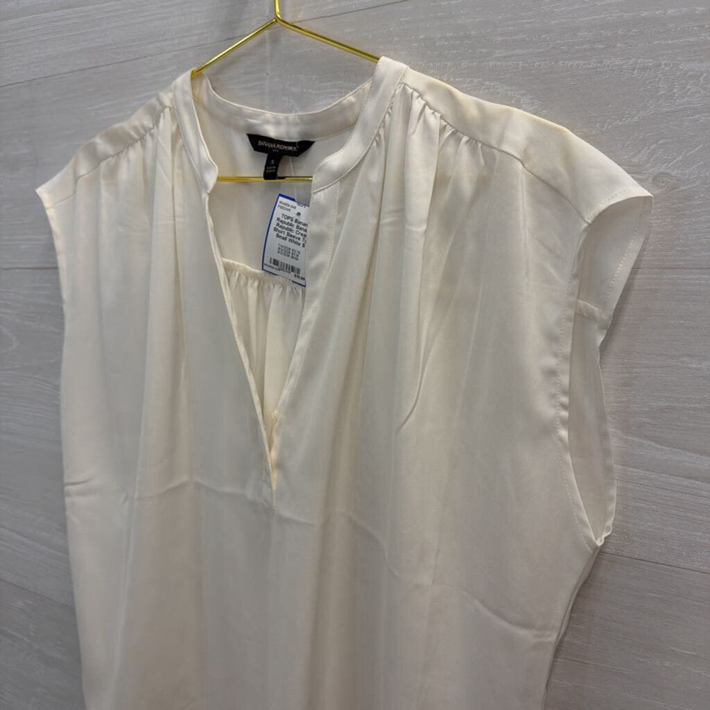 Banana Republic Cream Short Sleeve Top Small