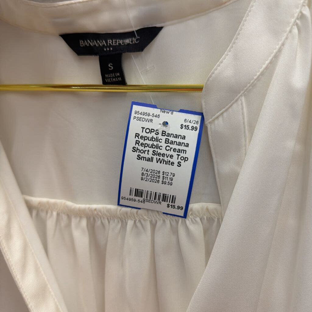 Banana Republic Cream Short Sleeve Top Small