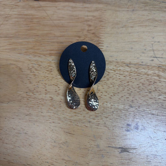 Gold Hammered Gold Swirl Drop Earrings