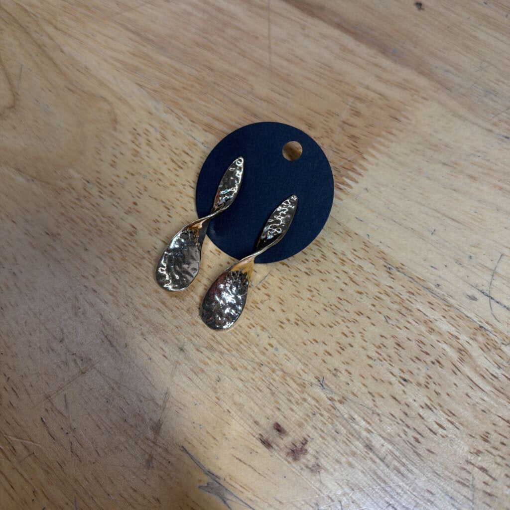 Gold Hammered Gold Swirl Drop Earrings