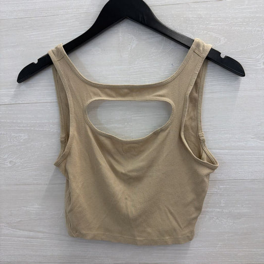 Lululemon Beige Ribbed Cutout Front Cropped Tank Top Medium