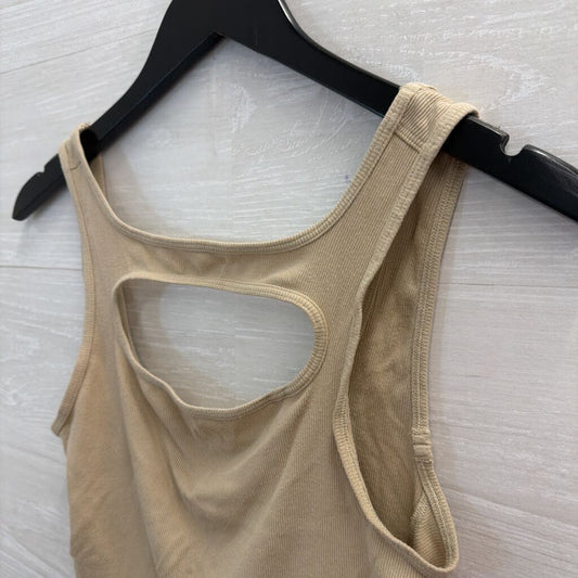 Lululemon Beige Ribbed Cutout Front Cropped Tank Top Medium