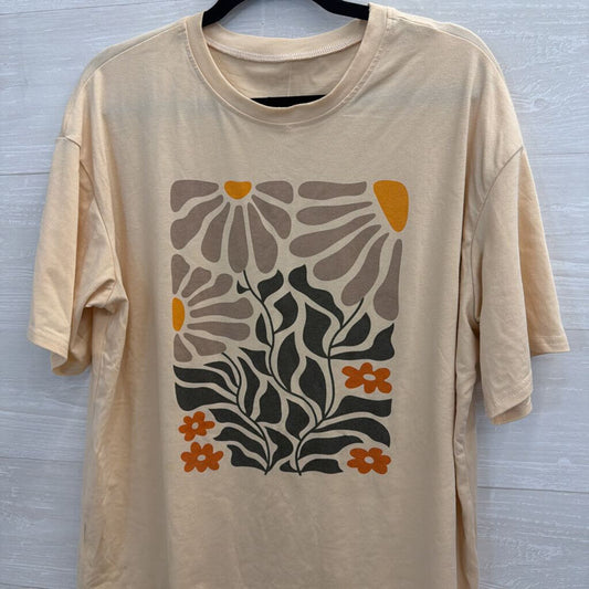 Cream/ Multi Print Short Sleeve Graphic Tee Large