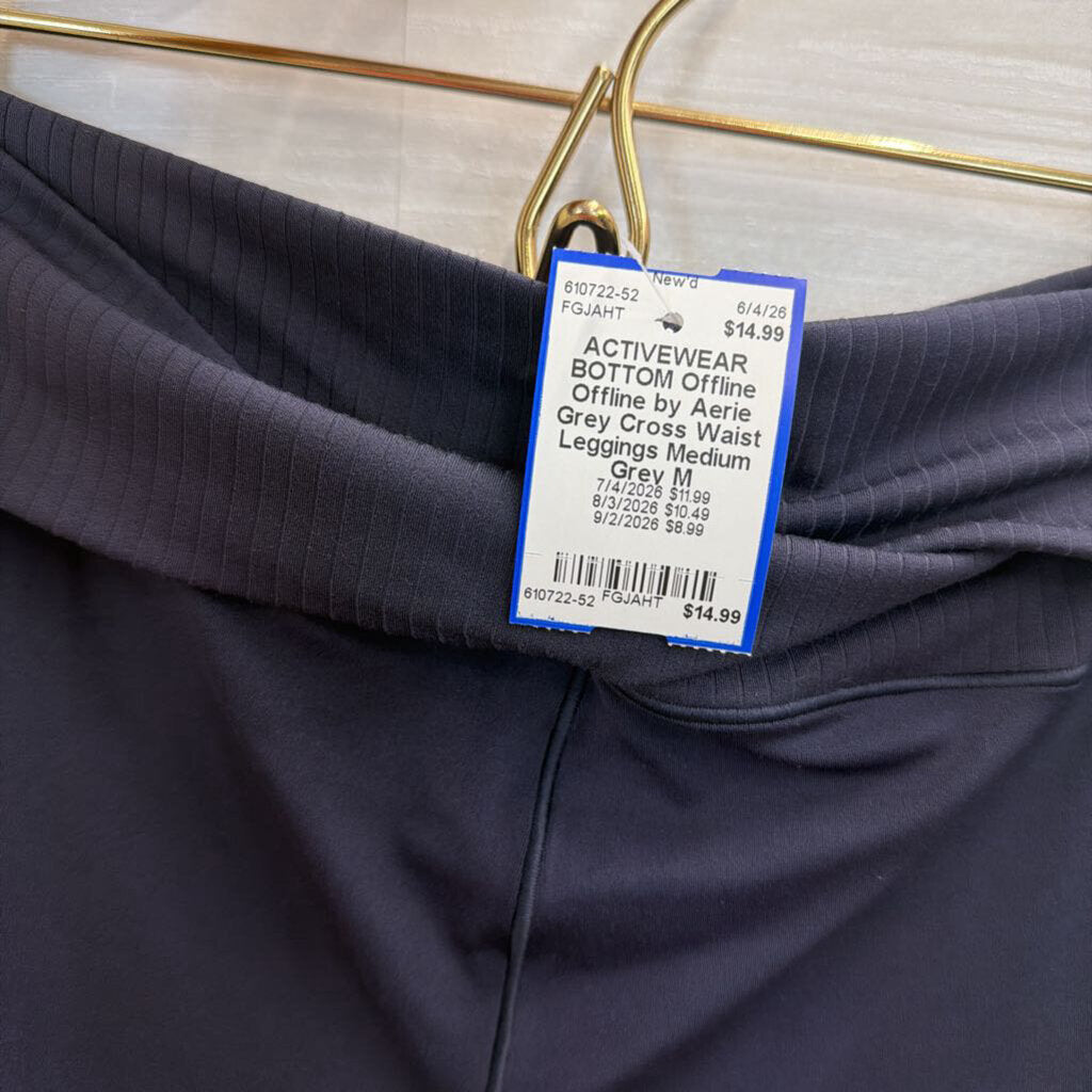 Offline by Aerie Grey Cross Waist Leggings Medium