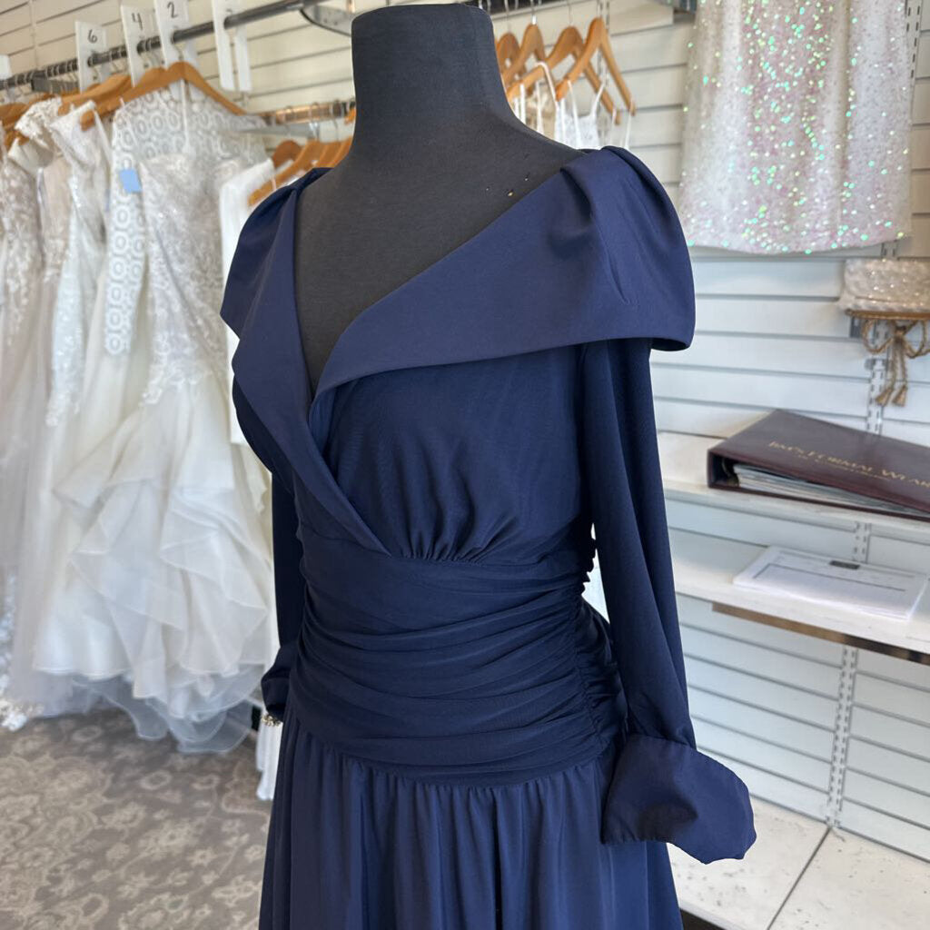 Jessica Howard Navy Long Sleeve Formal Dress 16