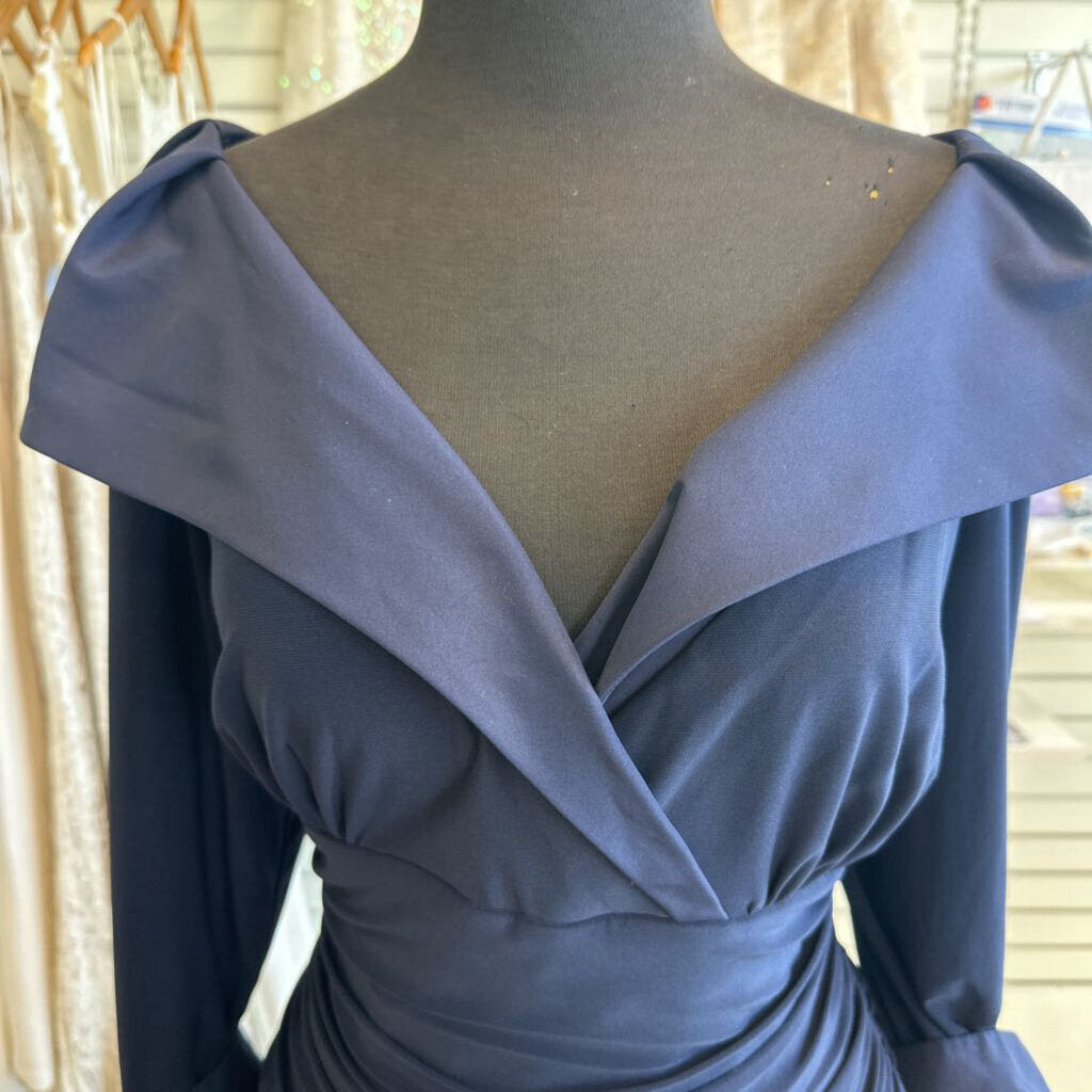 Jessica Howard Navy Long Sleeve Formal Dress 16