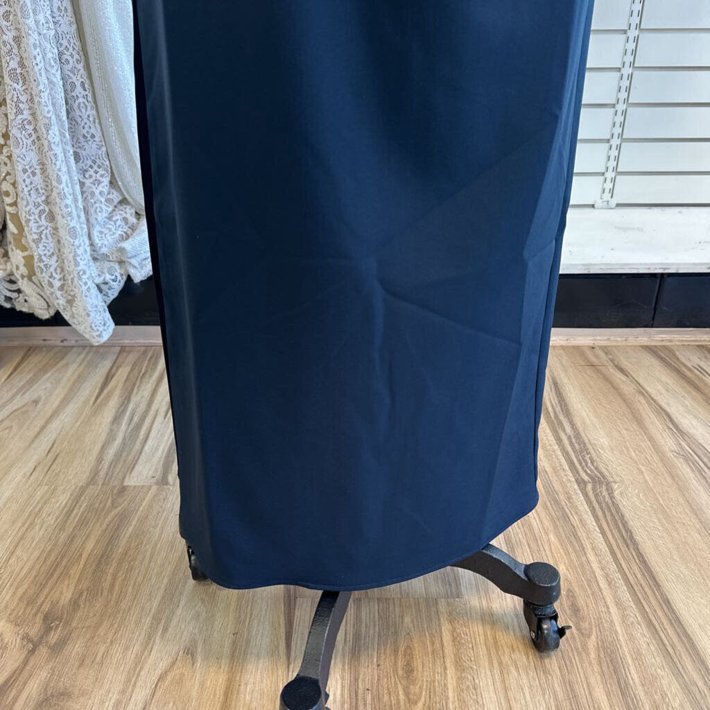 Kay Unger Navy Short Sleeve Long Formal Dress 6