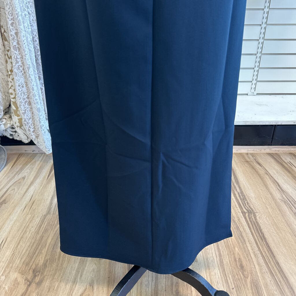 Kay Unger Navy Short Sleeve Long Formal Dress 6