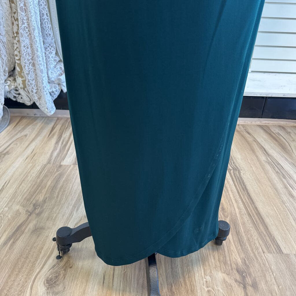 Connected Apparel Green Long Sleeve Ruched Long Formal Dress 6