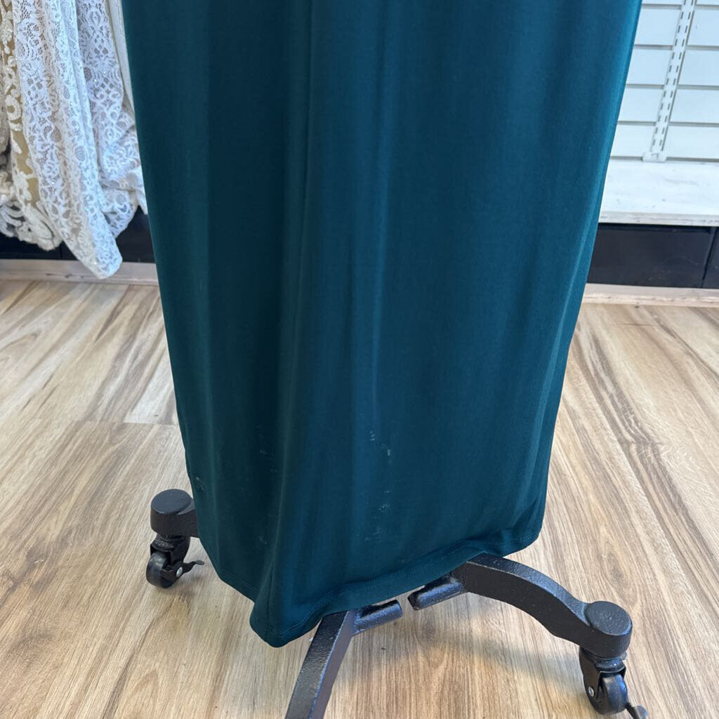 Connected Apparel Green Long Sleeve Ruched Long Formal Dress 6