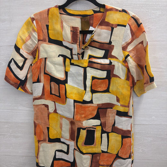 Ali Ro White/ Multi Print Short Sleeve Shift Dress Small