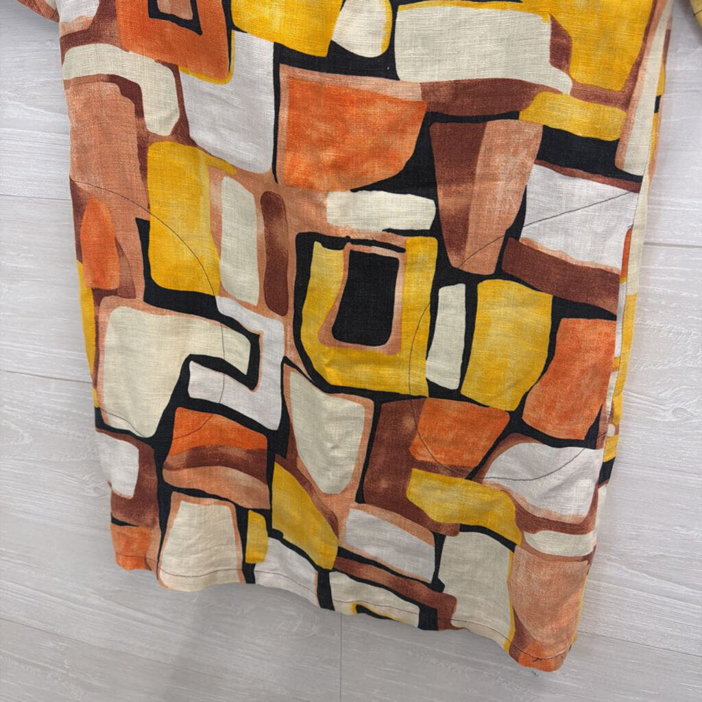 Ali Ro White/ Multi Print Short Sleeve Shift Dress Small